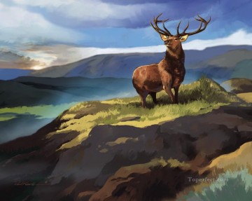 Deer Painting - amc0012D1 animal deer
